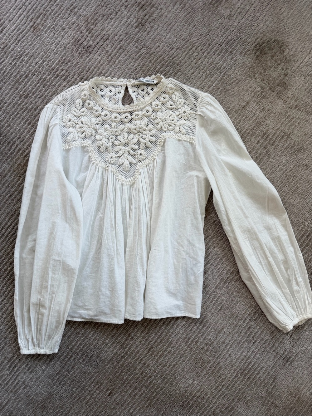 Zara White Embroidered Boho Top